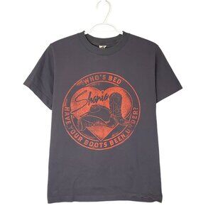 Shania Twain Who's Bed Have Your Boots Been Under graphic shirt gray size S